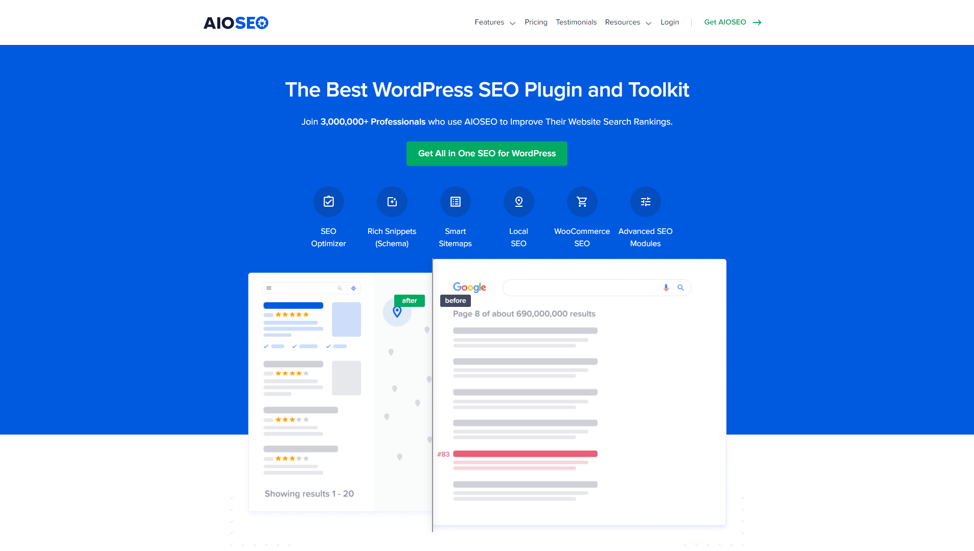Aioseo.com Homepage - WP Copilot