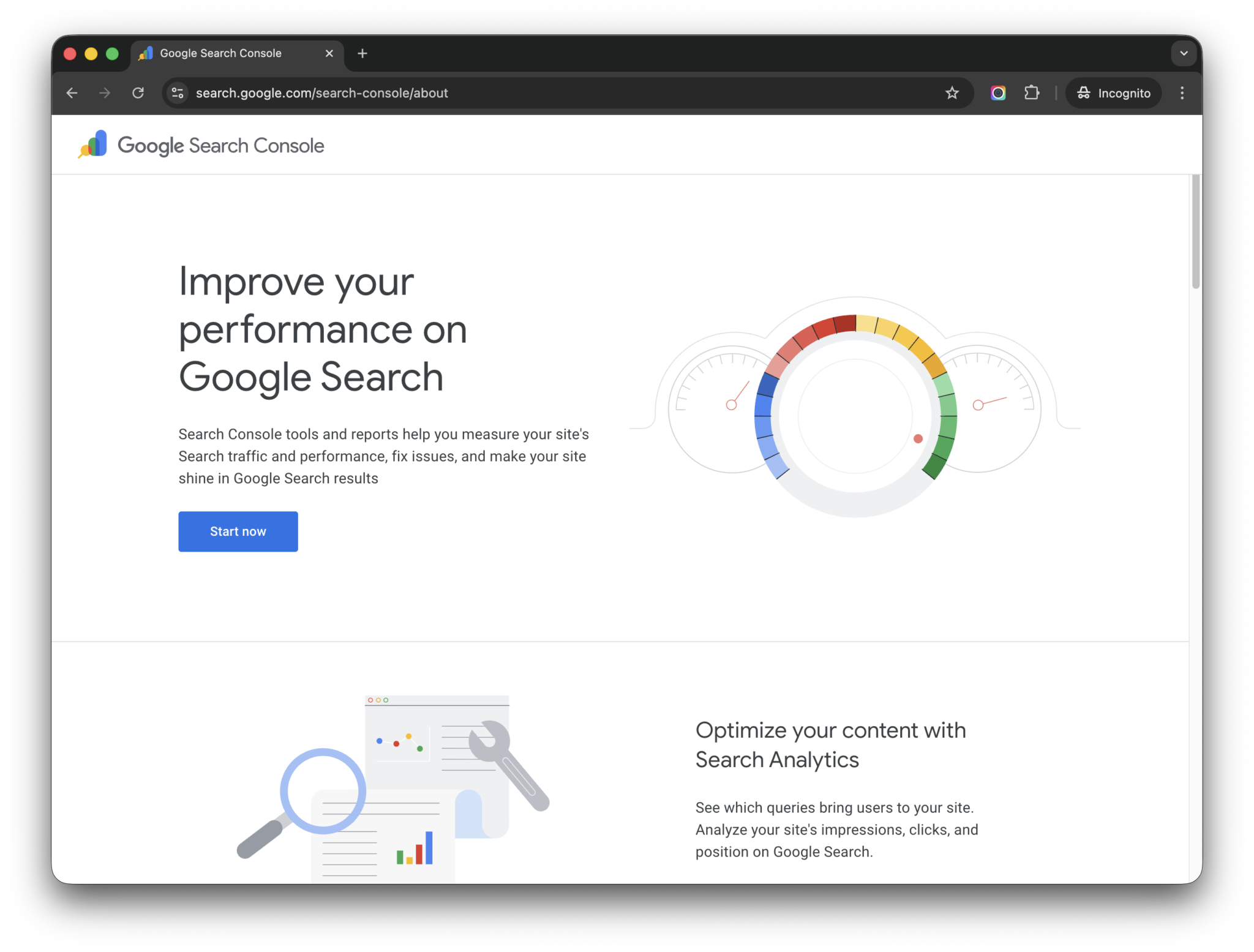 Search.google.com featuring Google Search Console Homepage - WP Copilot